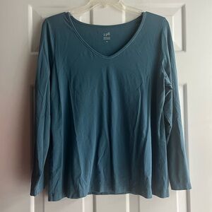 J. Jill Satin Stitch Tee Size XL Blue